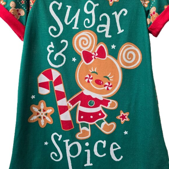 Disney Store Christmas Pajama Dress 5 6 Gingerbread Minnie Mickey Mouse Holiday - Picture 3 of 5